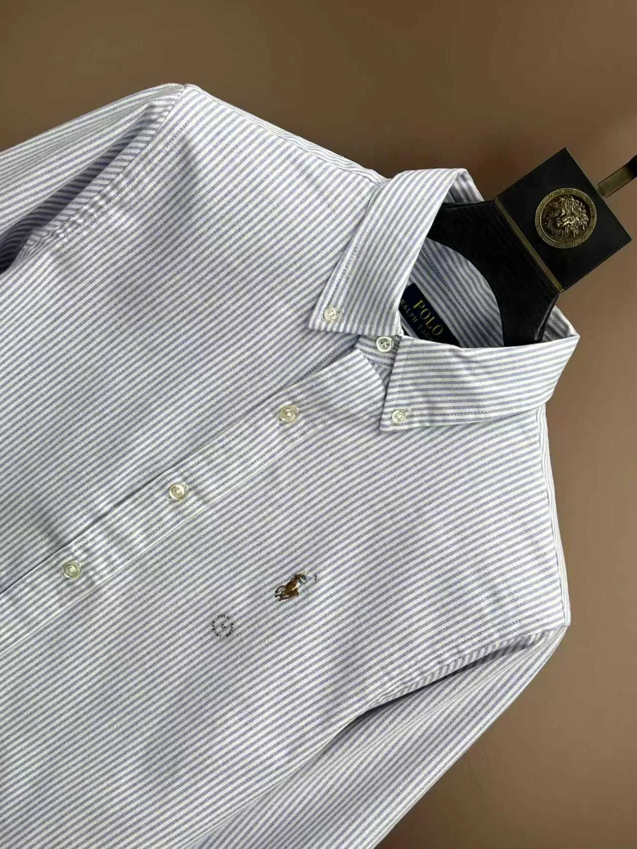 P360 Polo 25ss new logo embroidered striped square collar casual long-sleeved shirt, men's size: XS.S.M.L.XL.